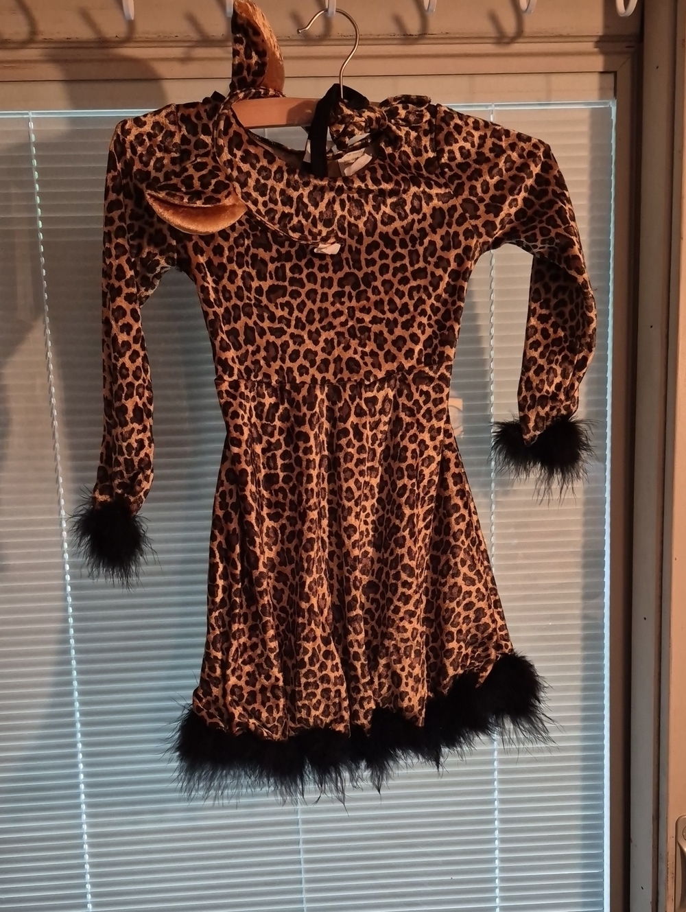Target Leopard Print Costume Dress with Black Fur Trim Accesories